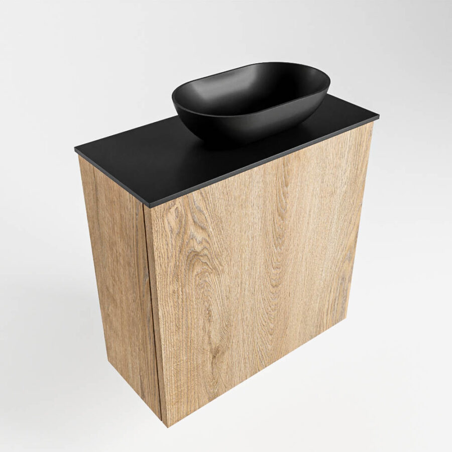 MONDIAZ FOWY toiletmeubel 50cm kleur washed oak. Waskom positie rechts kleur urban | urban. Met 1 kraangat - Afbeelding 4