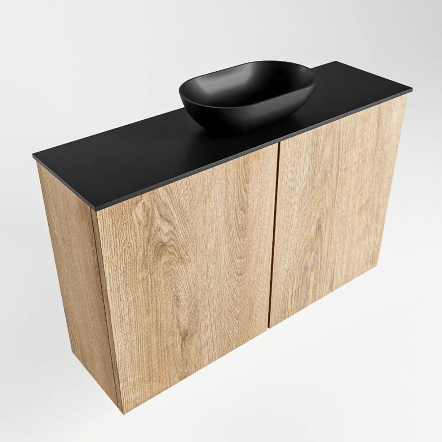 MONDIAZ FOWY toiletmeubel 80cm kleur washed oak. Waskom positie midden kleur urban | urban. Met 1 kraangat - Afbeelding 4