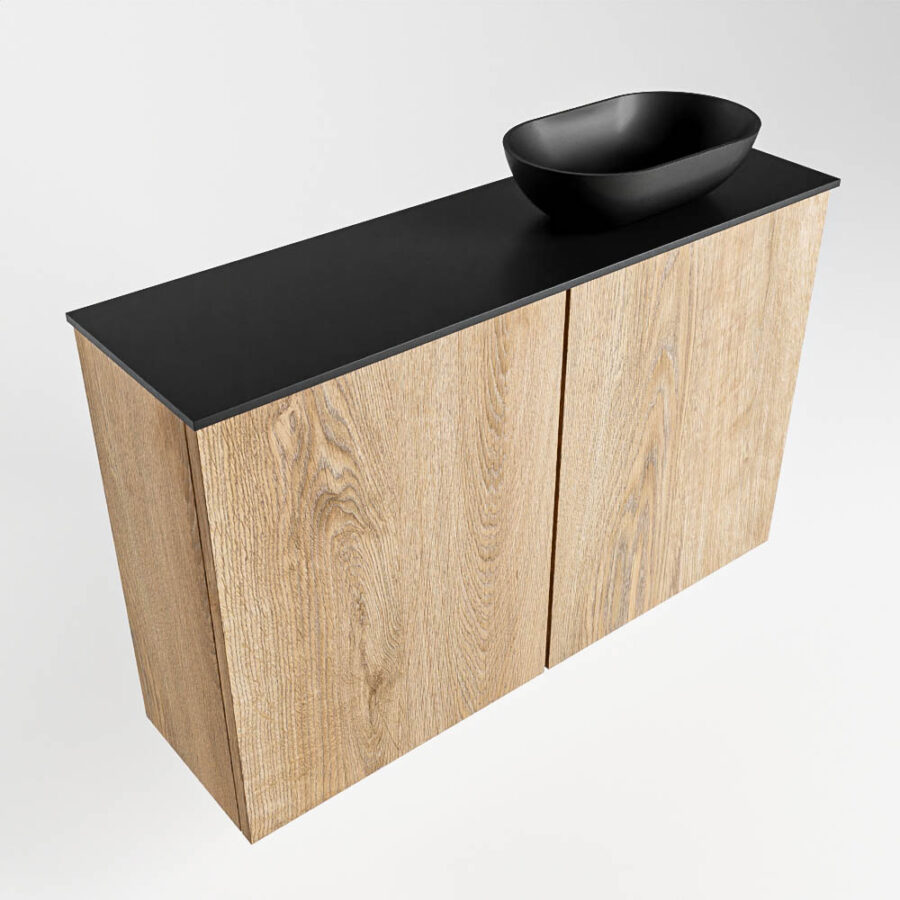 MONDIAZ FOWY toiletmeubel 80cm kleur washed oak. Waskom positie rechts kleur urban | urban. Zonder kraangat - Afbeelding 4