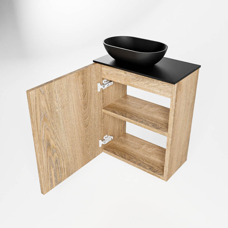 MONDIAZ FOWY toiletmeubel 40cm kleur washed oak. Waskom positie links kleur urban | urban. Met 1 kraangat - Afbeelding 6