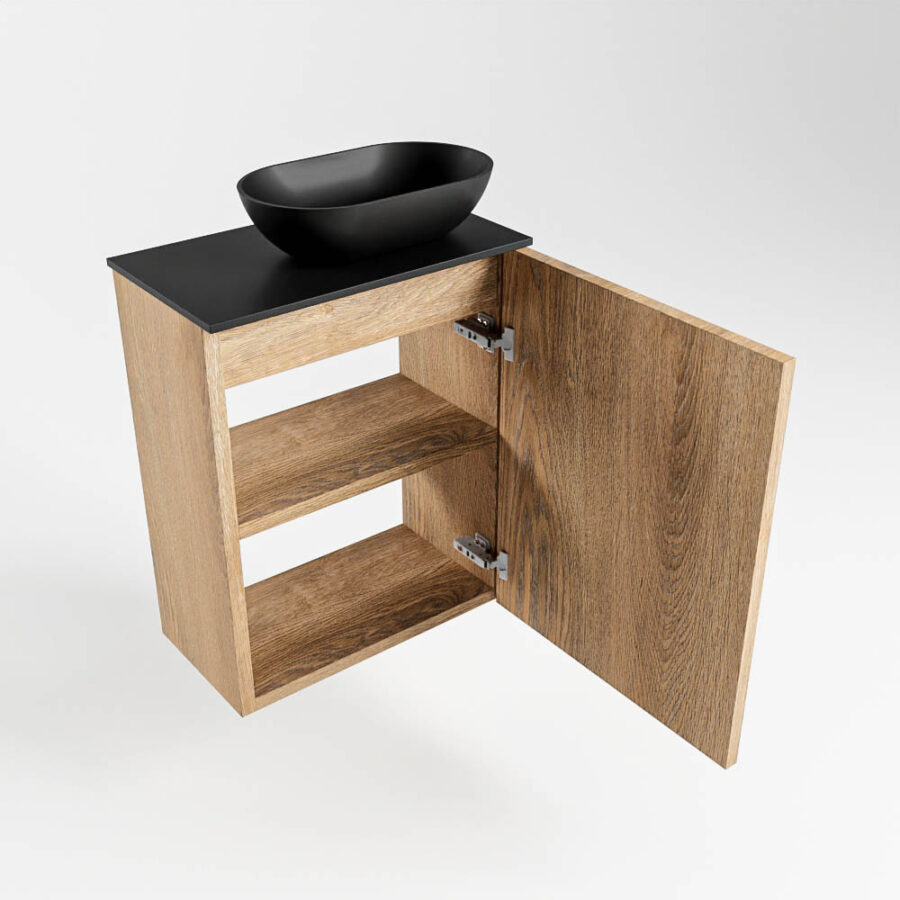 MONDIAZ FOWY toiletmeubel 40cm kleur washed oak. Waskom positie rechts kleur urban | urban. Met 1 kraangat - Afbeelding 6
