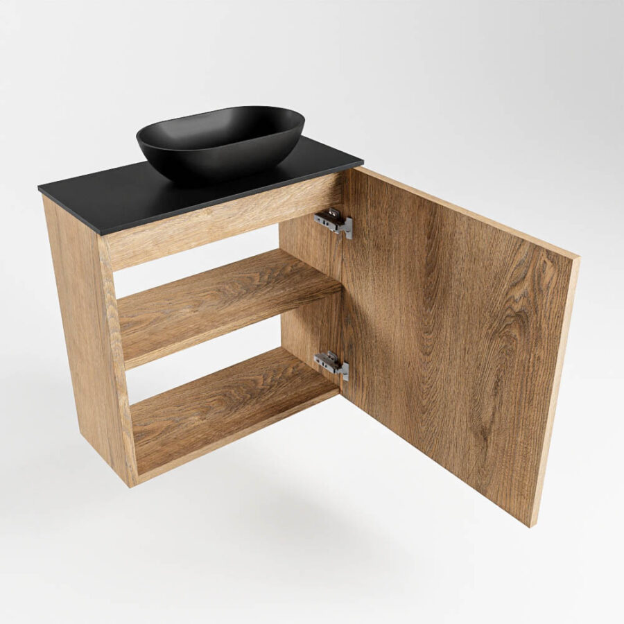 MONDIAZ FOWY toiletmeubel 50cm kleur washed oak. Waskom positie rechts kleur urban | urban. Met 1 kraangat - Afbeelding 6
