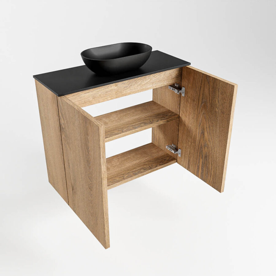 MONDIAZ FOWY toiletmeubel 60cm kleur washed oak. Waskom positie midden kleur urban | urban. Met 1 kraangat - Afbeelding 6