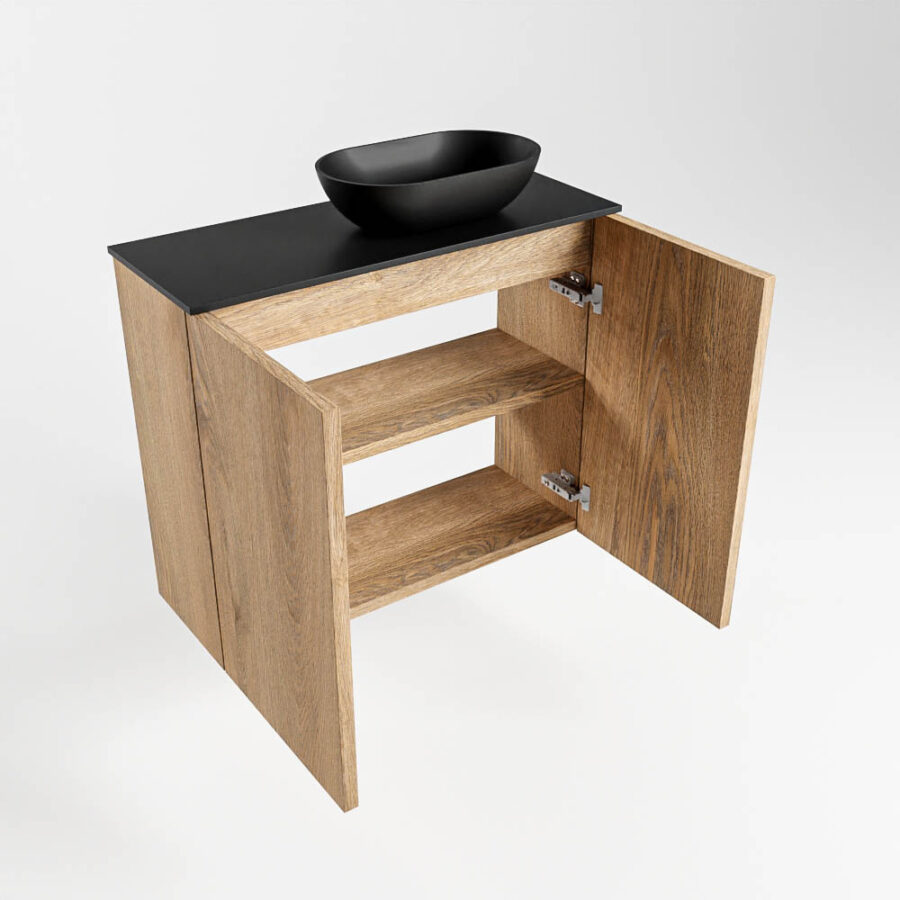 MONDIAZ FOWY toiletmeubel 60cm kleur washed oak. Waskom positie rechts kleur urban | urban. Zonder kraangat - Afbeelding 6