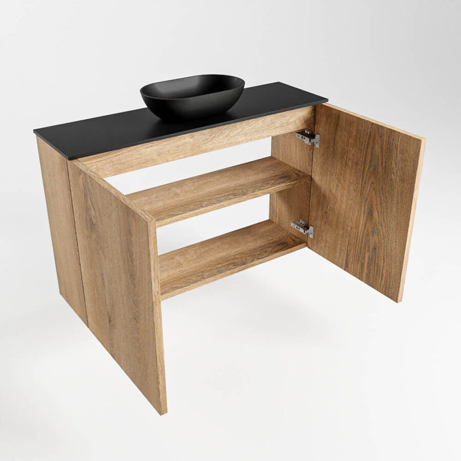MONDIAZ FOWY toiletmeubel 80cm kleur washed oak. Waskom positie midden kleur urban | urban. Met 1 kraangat - Afbeelding 6