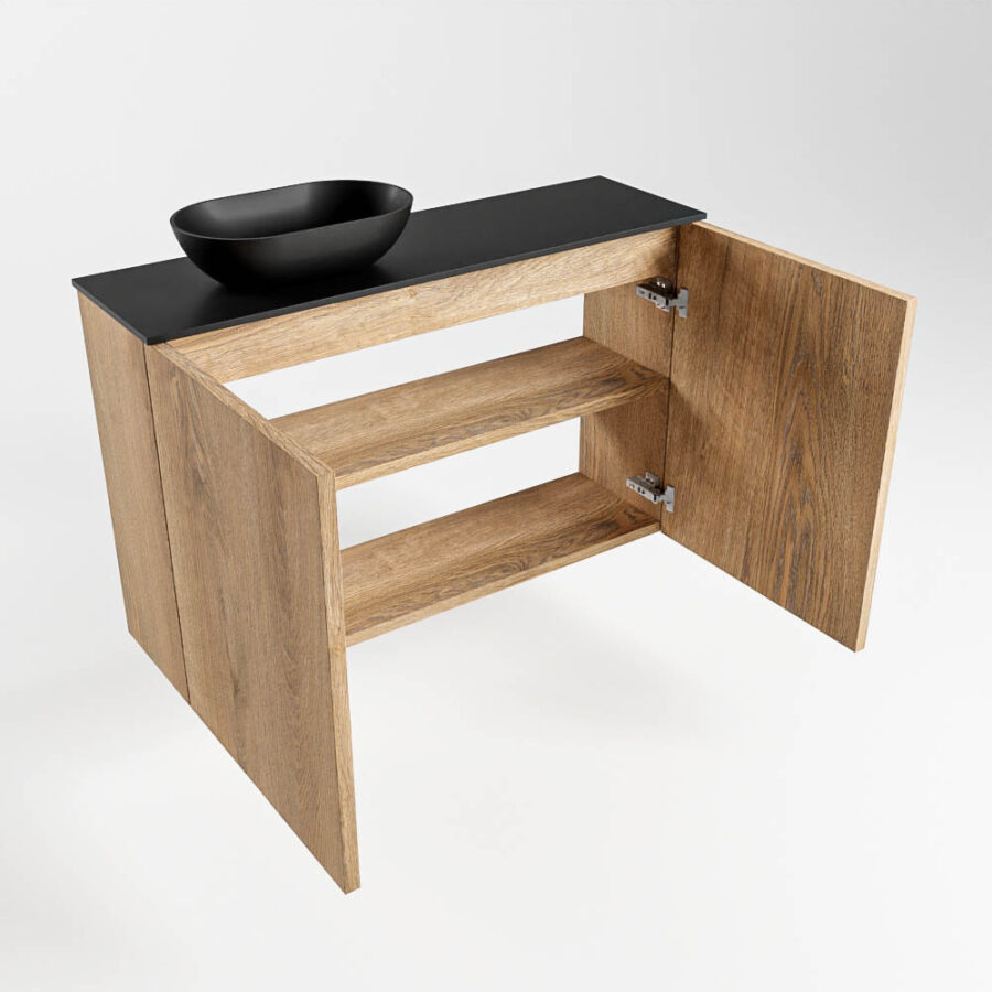 MONDIAZ FOWY toiletmeubel 80cm kleur washed oak. Waskom positie links kleur urban | urban. Met 1 kraangat - Afbeelding 6