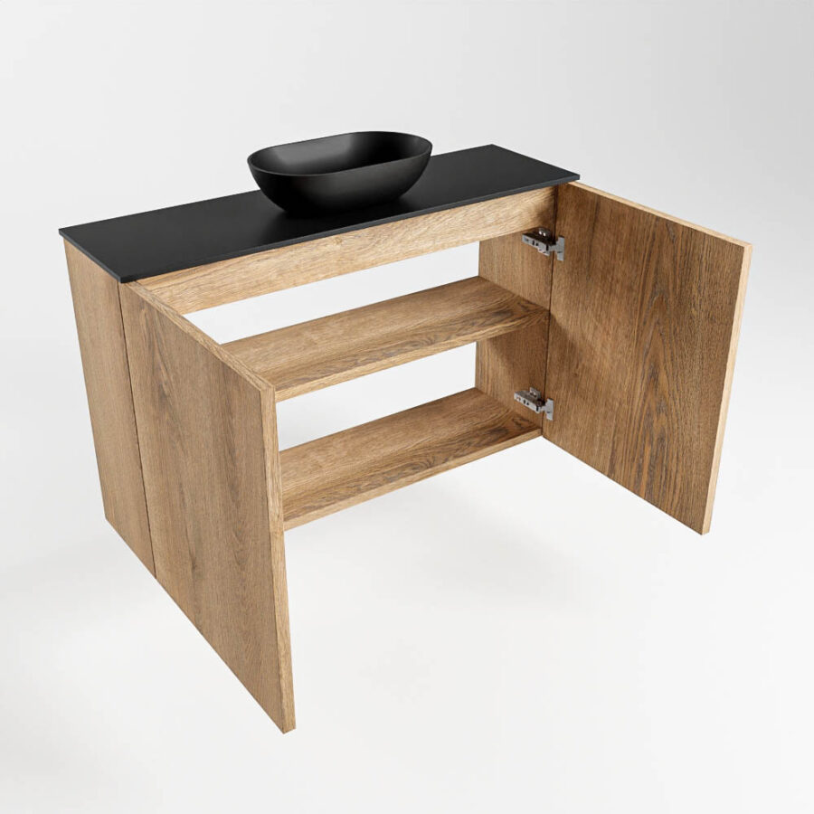 MONDIAZ FOWY toiletmeubel 80cm kleur washed oak. Waskom positie midden kleur urban | urban. Zonder kraangat - Afbeelding 6