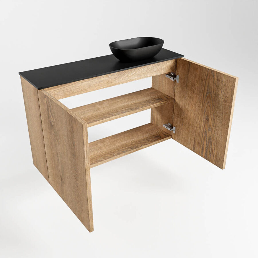 MONDIAZ FOWY toiletmeubel 80cm kleur washed oak. Waskom positie rechts kleur urban | urban. Zonder kraangat - Afbeelding 6