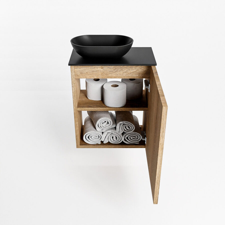 MONDIAZ FOWY toiletmeubel 40cm kleur washed oak. Waskom positie links kleur urban | urban. Met 1 kraangat - Afbeelding 8