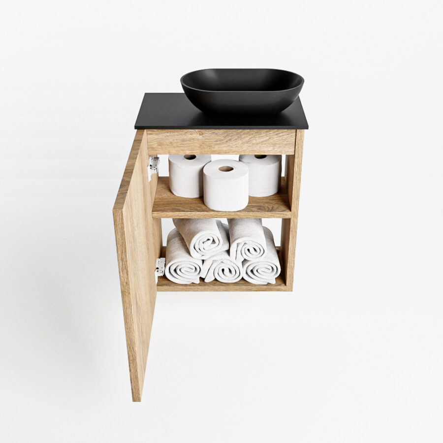 MONDIAZ FOWY toiletmeubel 40cm kleur washed oak. Waskom positie rechts kleur urban | urban. Met 1 kraangat - Afbeelding 8