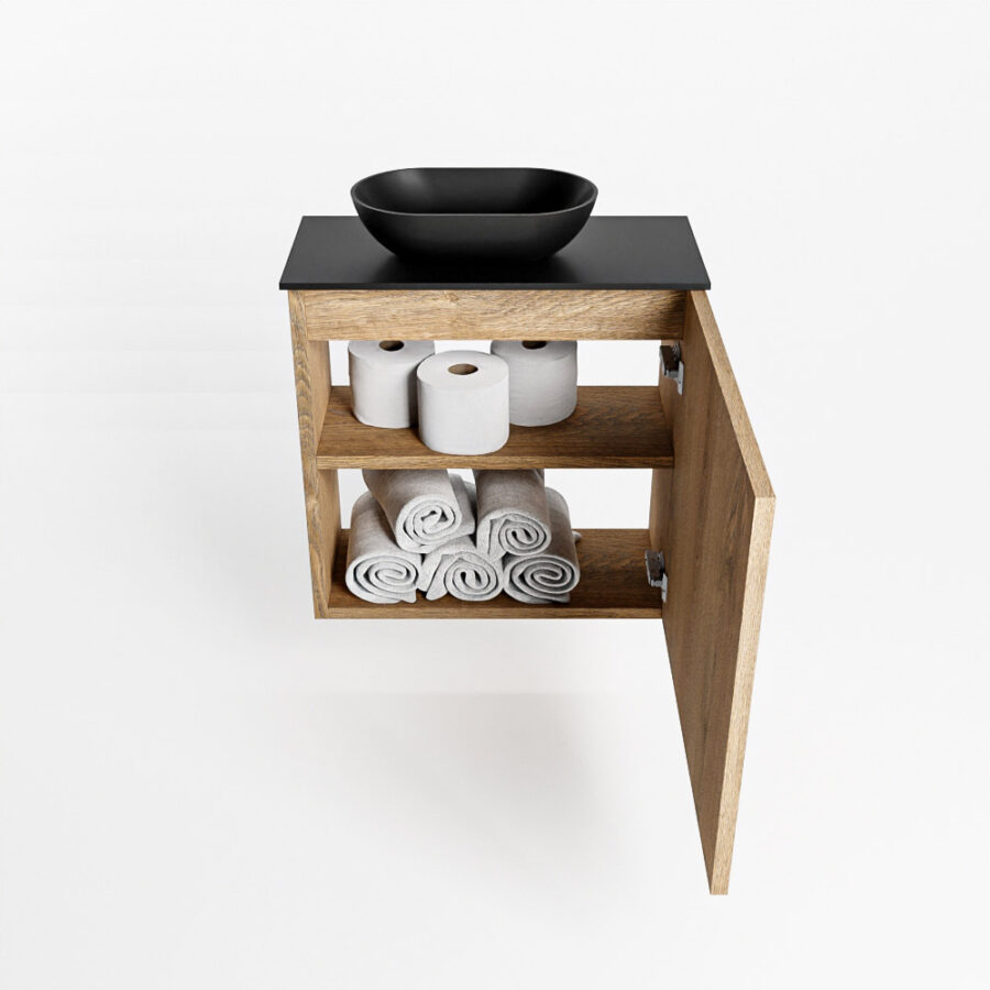 MONDIAZ FOWY toiletmeubel 50cm kleur washed oak. Waskom positie links kleur urban | urban. Met 1 kraangat - Afbeelding 8