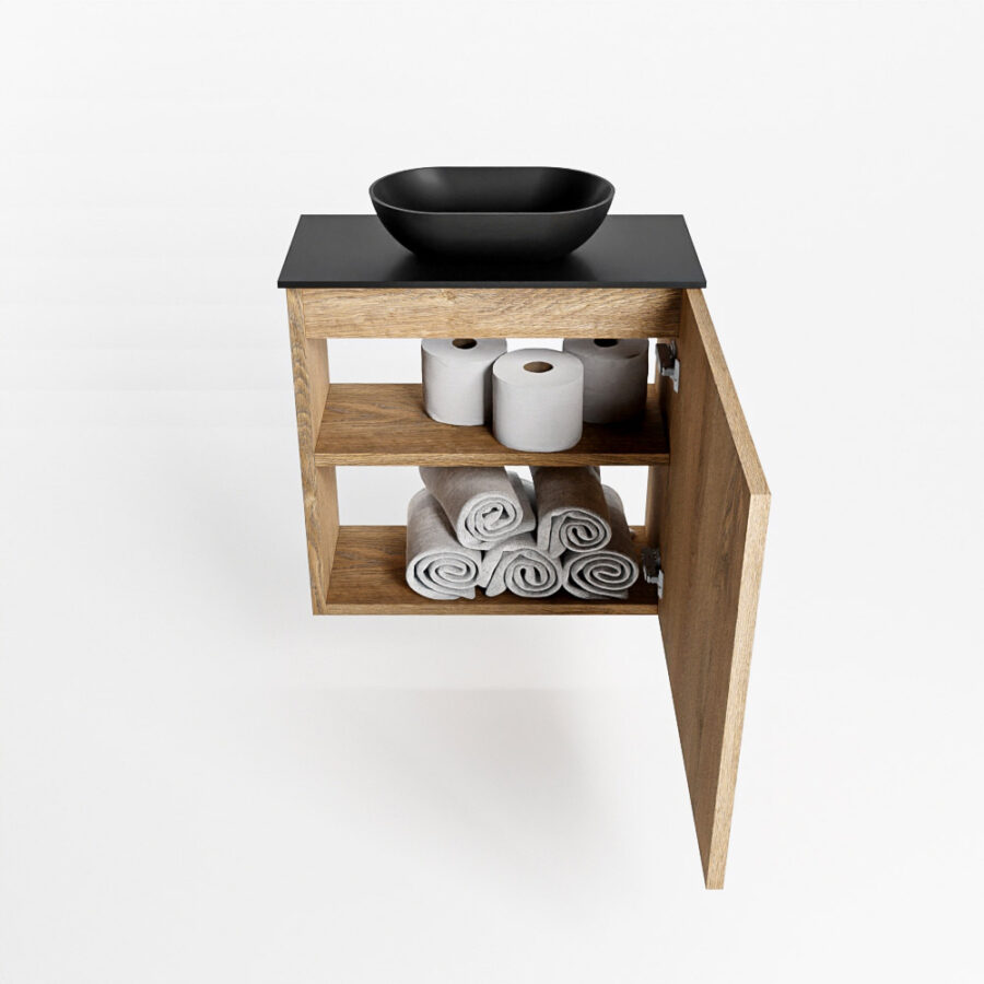 MONDIAZ FOWY toiletmeubel 50cm kleur washed oak. Waskom positie midden kleur urban | urban. Zonder kraangat - Afbeelding 8
