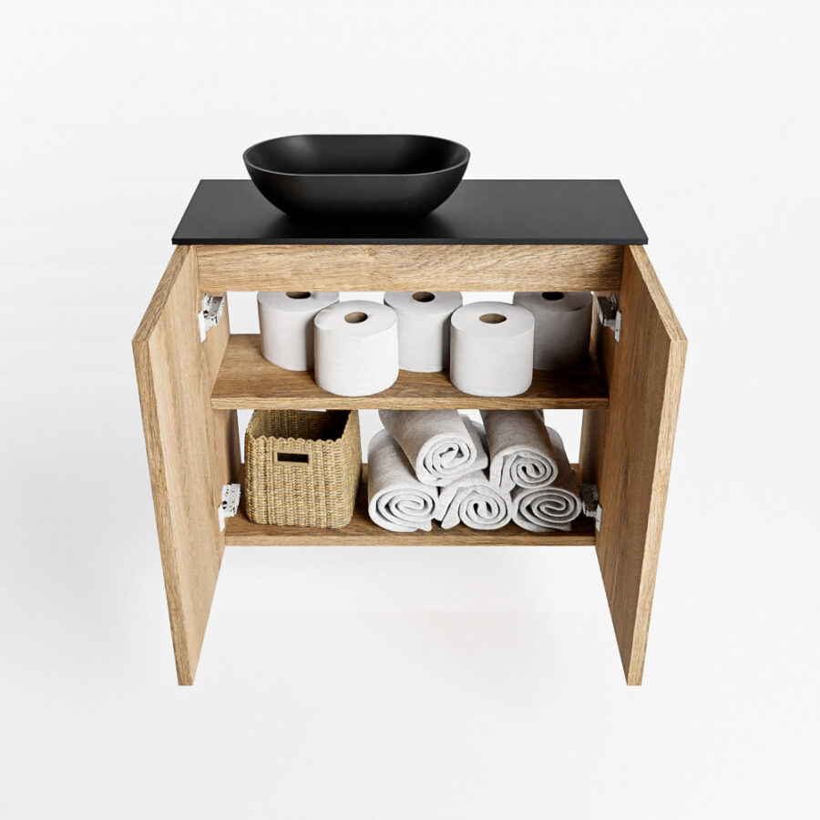 MONDIAZ FOWY toiletmeubel 60cm kleur washed oak. Waskom positie links kleur urban | urban. Met 1 kraangat - Afbeelding 8