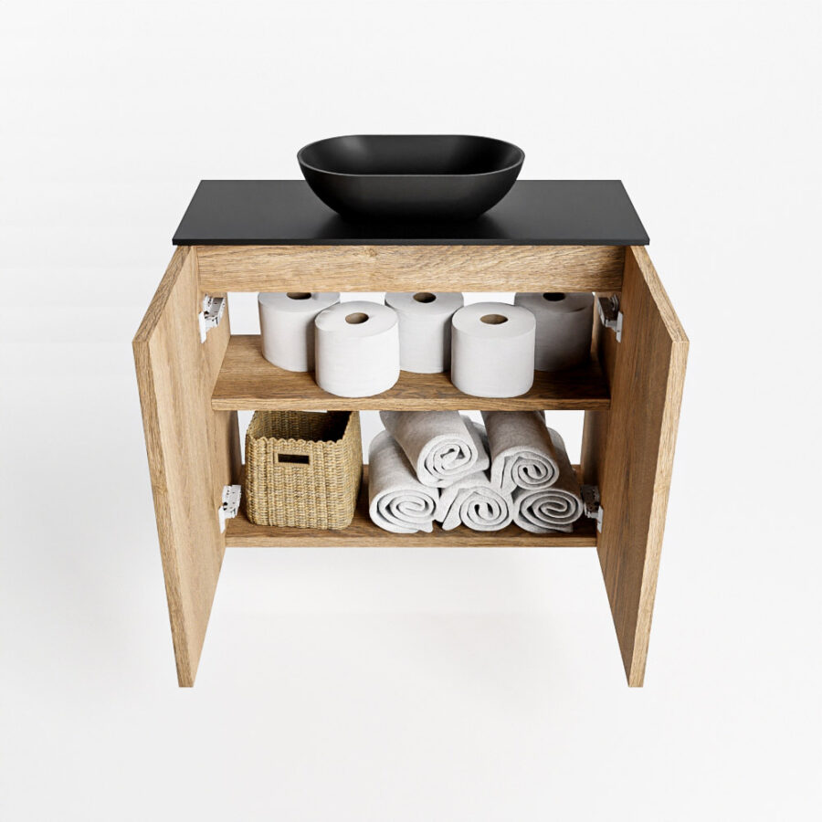 MONDIAZ FOWY toiletmeubel 60cm kleur washed oak. Waskom positie midden kleur urban | urban. Zonder kraangat - Afbeelding 8