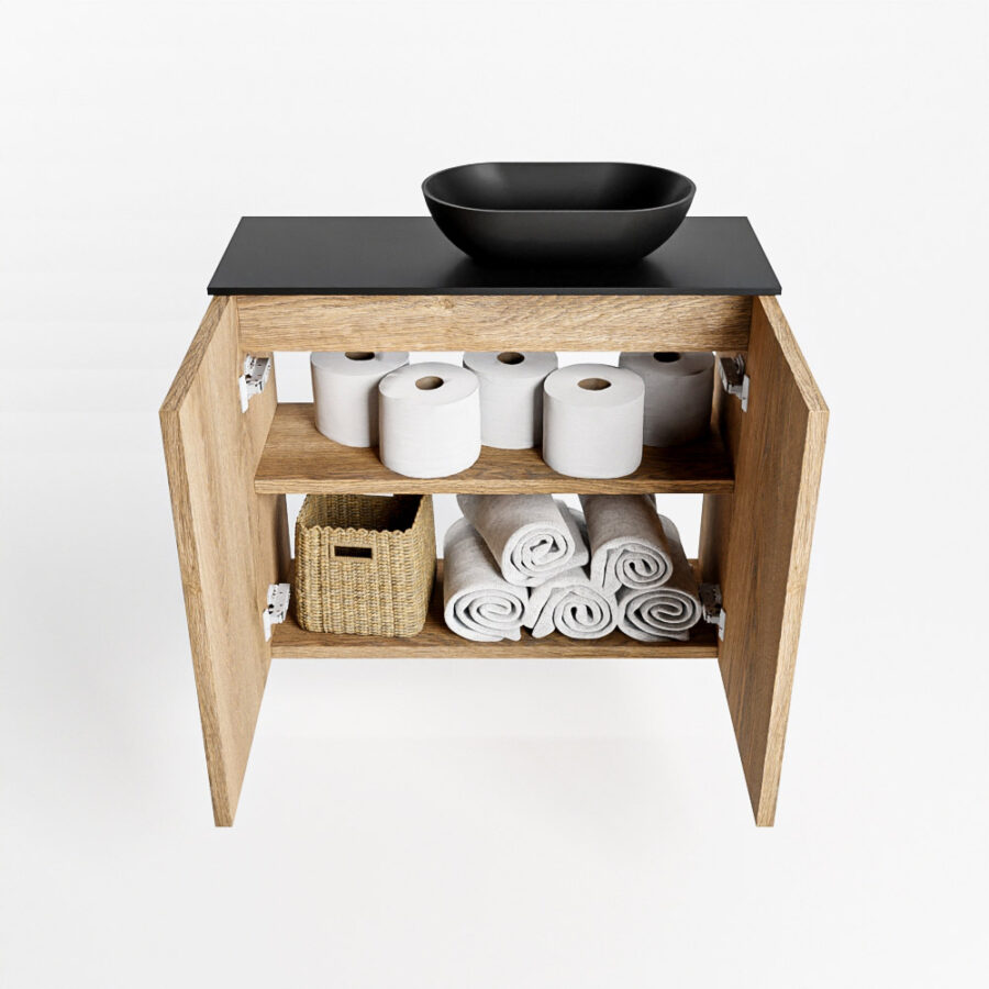MONDIAZ FOWY toiletmeubel 60cm kleur washed oak. Waskom positie rechts kleur urban | urban. Zonder kraangat - Afbeelding 8