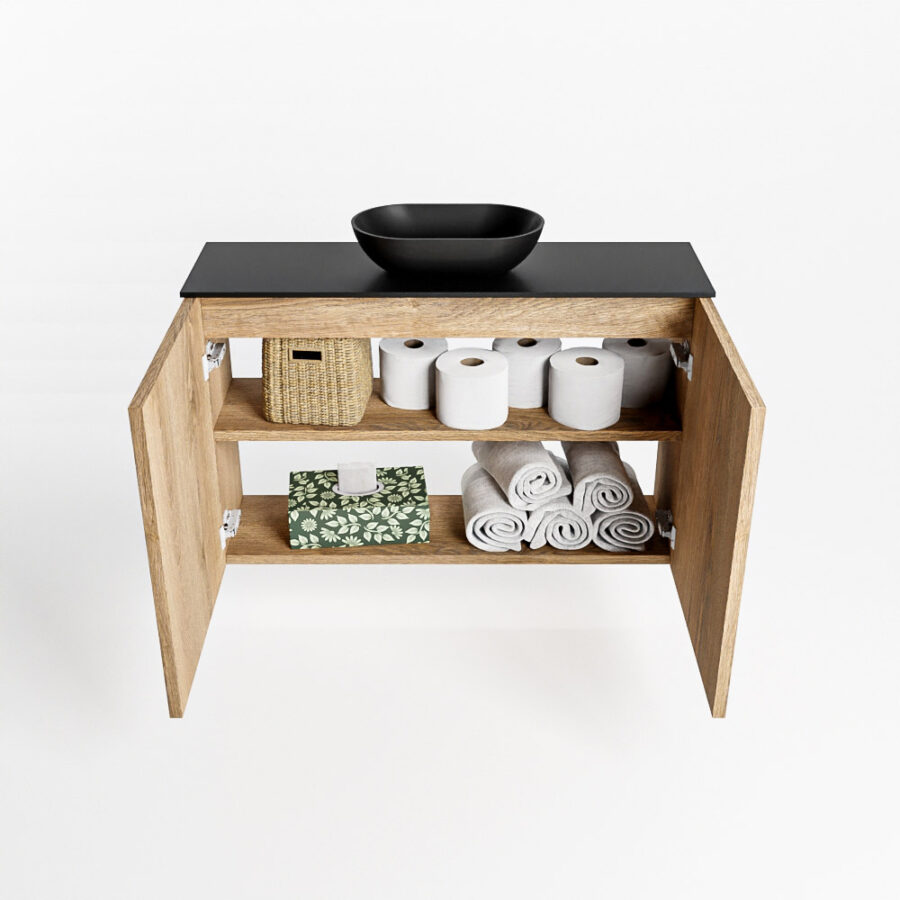 MONDIAZ FOWY toiletmeubel 80cm kleur washed oak. Waskom positie midden kleur urban | urban. Met 1 kraangat - Afbeelding 8