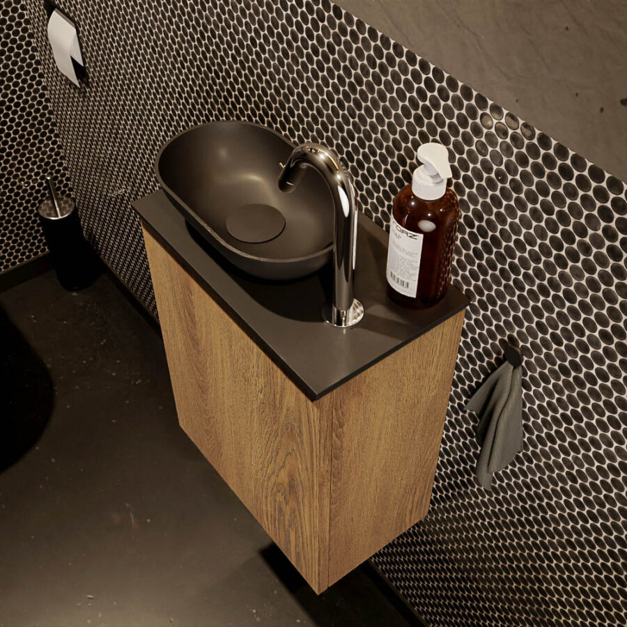 MONDIAZ FOWY toiletmeubel 40cm kleur washed oak. Waskom positie links kleur urban | urban. Met 1 kraangat - Afbeelding 3