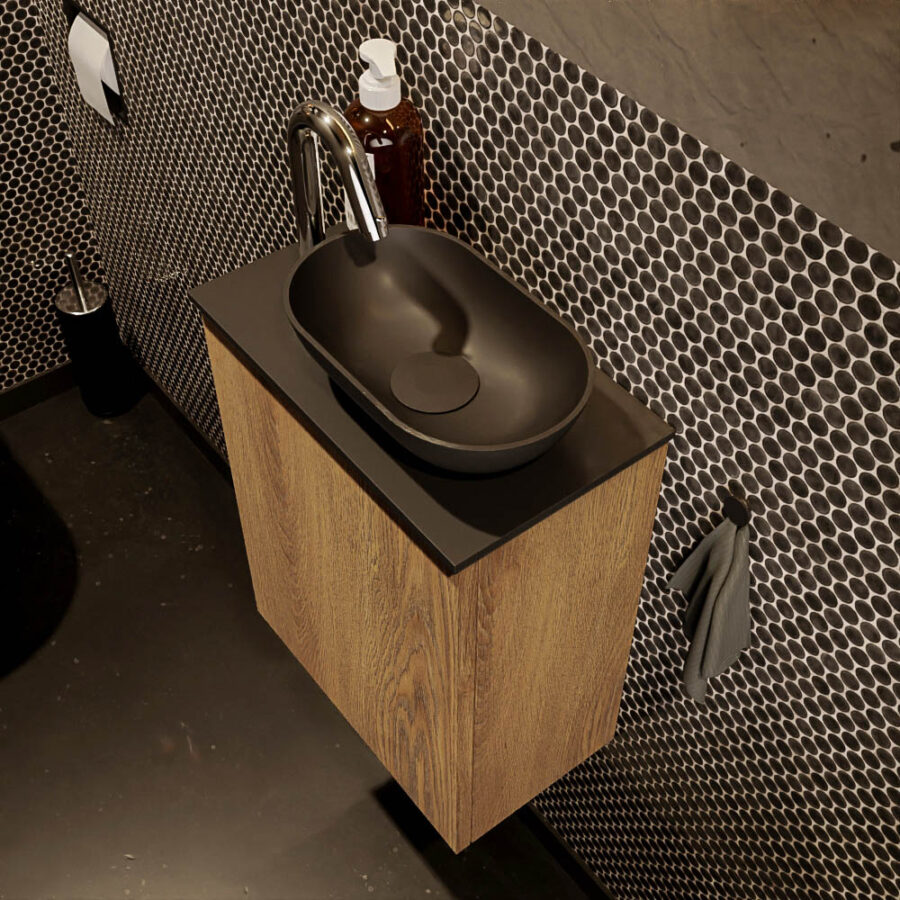 MONDIAZ FOWY toiletmeubel 40cm kleur washed oak. Waskom positie rechts kleur urban | urban. Met 1 kraangat - Afbeelding 3