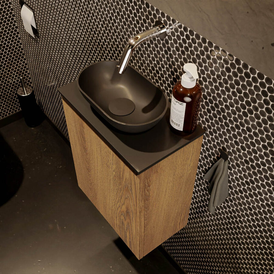 MONDIAZ FOWY toiletmeubel 40cm kleur washed oak. Waskom positie midden kleur urban | urban. Zonder kraangat - Afbeelding 3