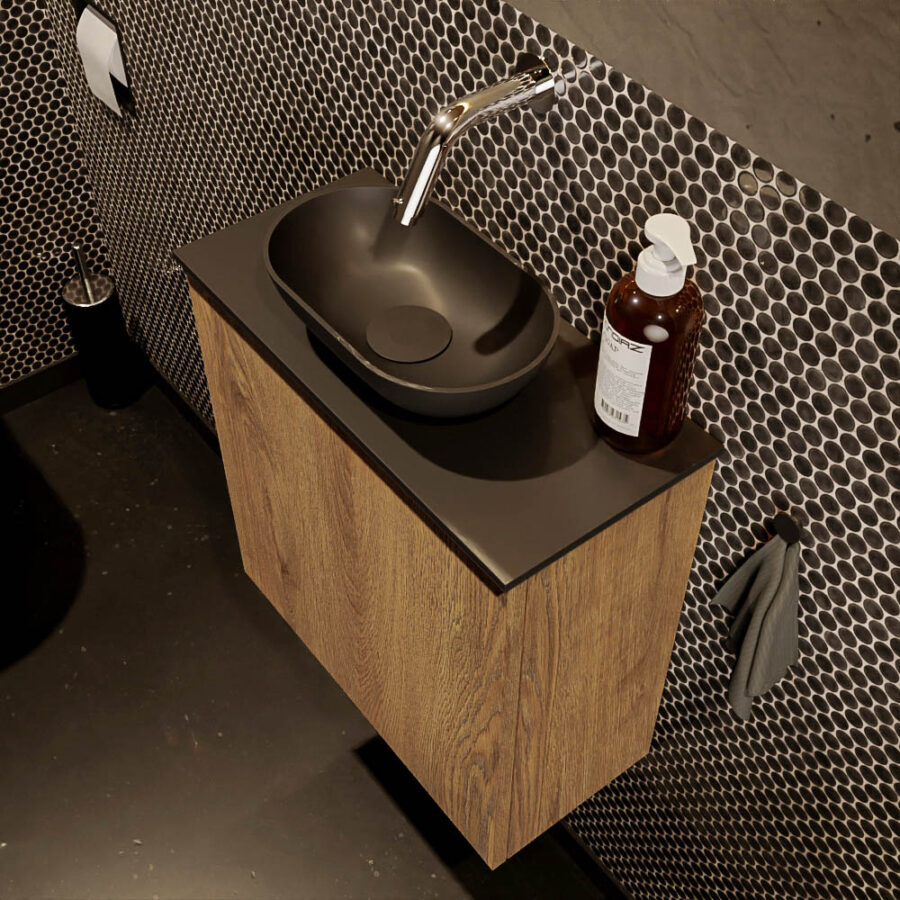 MONDIAZ FOWY toiletmeubel 50cm kleur washed oak. Waskom positie midden kleur urban | urban. Zonder kraangat - Afbeelding 3