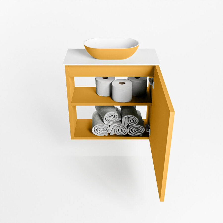MONDIAZ FOWY toiletmeubel 50cm kleur ocher. Waskom positie midden kleur ocher | talc. Zonder kraangat - Afbeelding 8