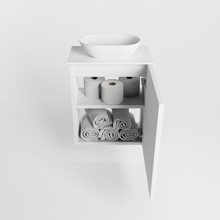 MONDIAZ FOWY toiletmeubel 40cm kleur talc. Waskom positie midden kleur talc | talc. Zonder kraangat - Afbeelding 8
