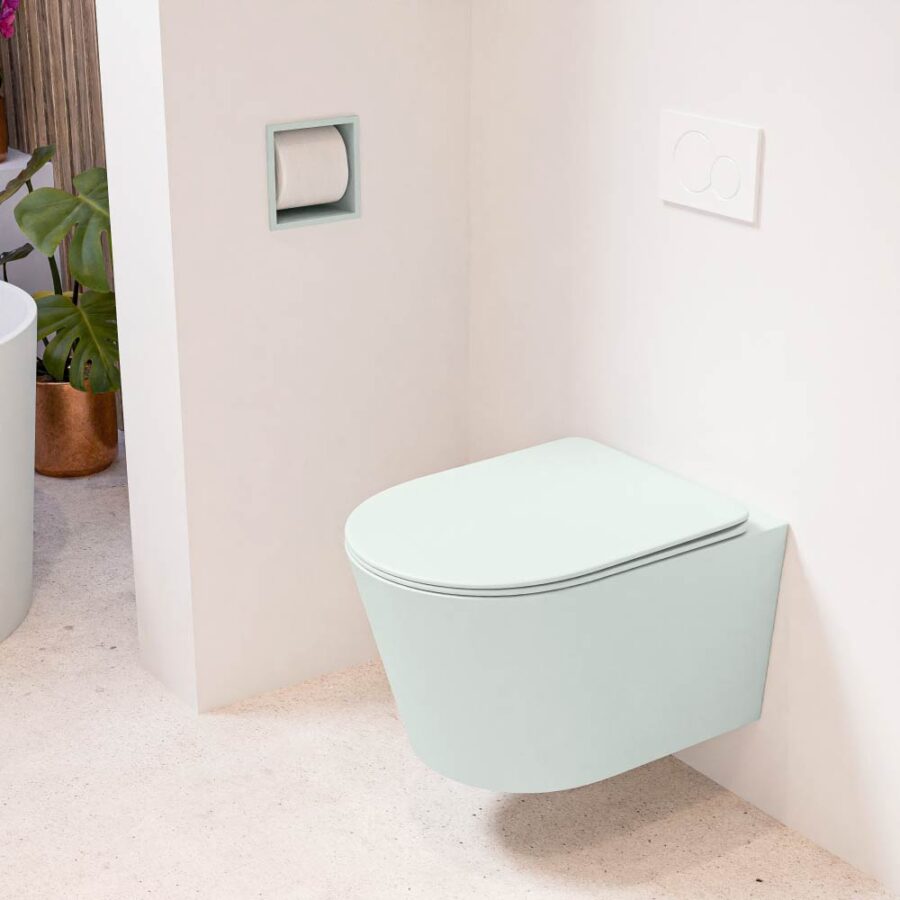 MONDIAZ LAVIE hangend toilet single fire rimless diepspoel Greey. Toiletzitting met quick-release & softclose Greey.