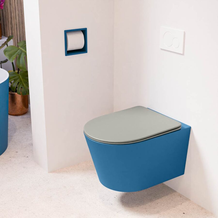 MONDIAZ LAVIE hangend toilet single fire rimless diepspoel Jeans. Toiletzitting met quick-release & softclose Smoke.