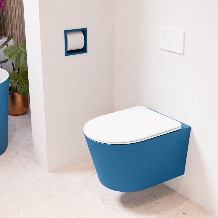 MONDIAZ LAVIE hangend toilet single fire rimless diepspoel Jeans. Toiletzitting met quick-release & softclose Talc.