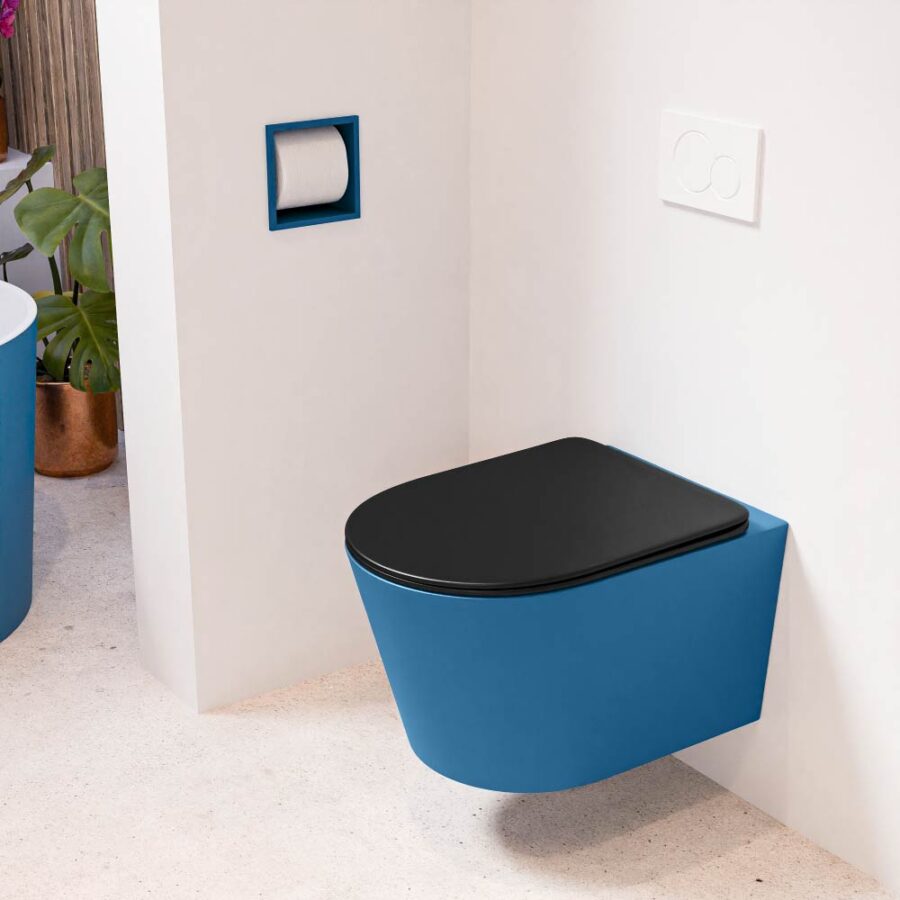 MONDIAZ LAVIE hangend toilet single fire rimless diepspoel Jeans. Toiletzitting met quick-release & softclose Urban.