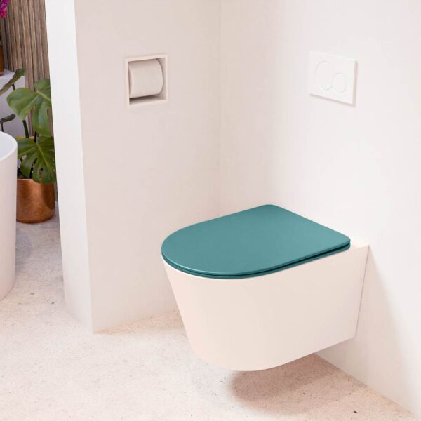MONDIAZ LAVIE hangend toilet single fire rimless diepspoel Rosee. Toiletzitting met quick-release & softclose Smag.