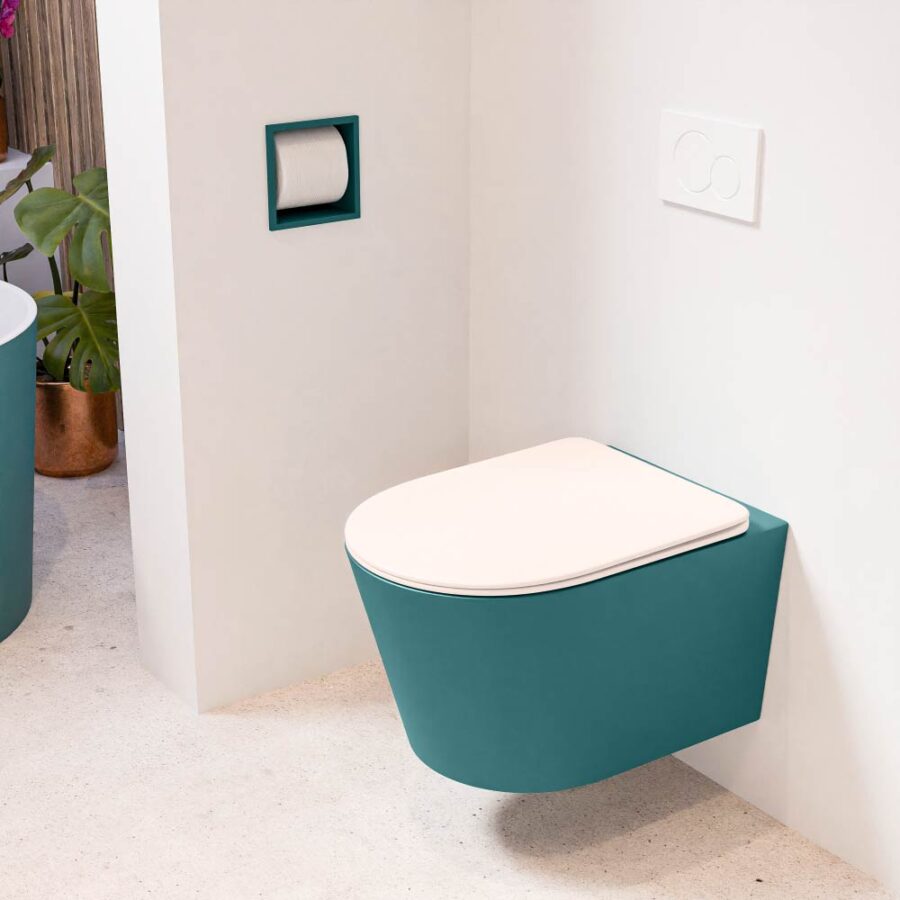 MONDIAZ LAVIE hangend toilet single fire rimless diepspoel Smag. Toiletzitting met quick-release & softclose Rosee.
