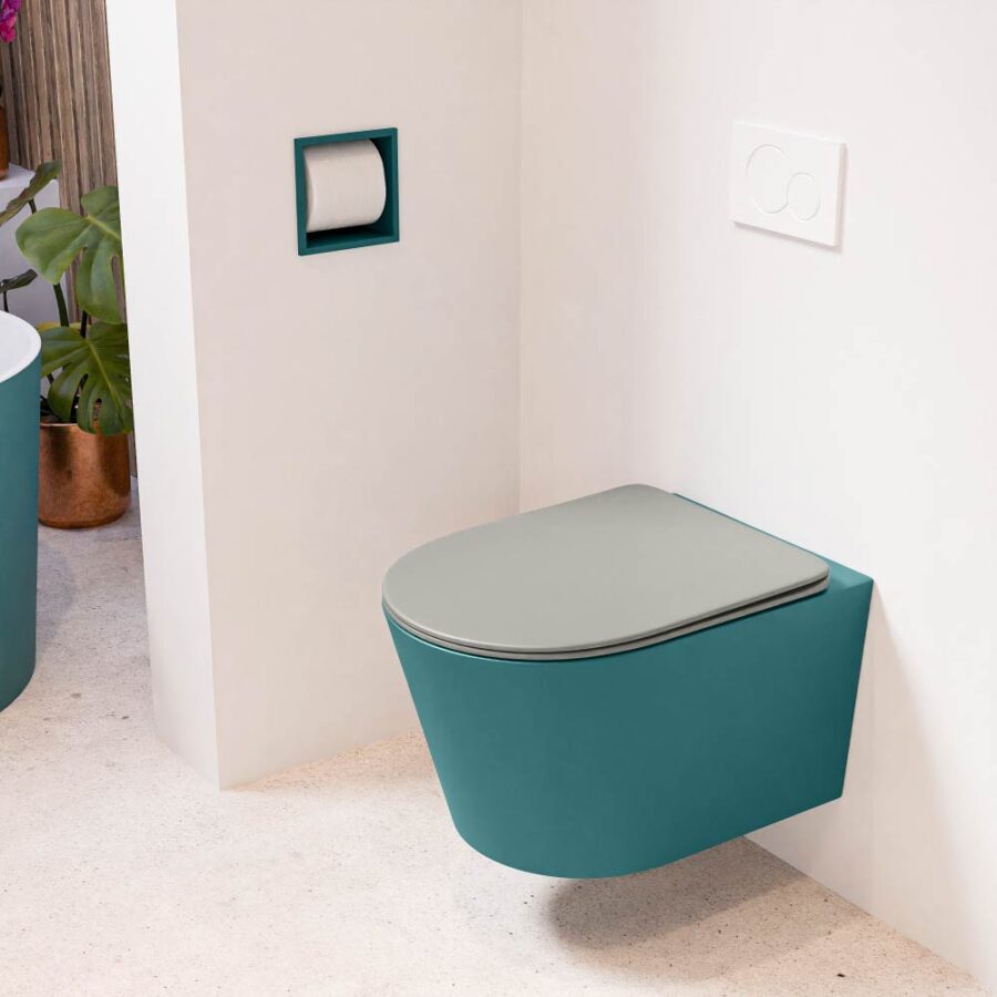 MONDIAZ LAVIE hangend toilet single fire rimless diepspoel Smag. Toiletzitting met quick-release & softclose Smoke.