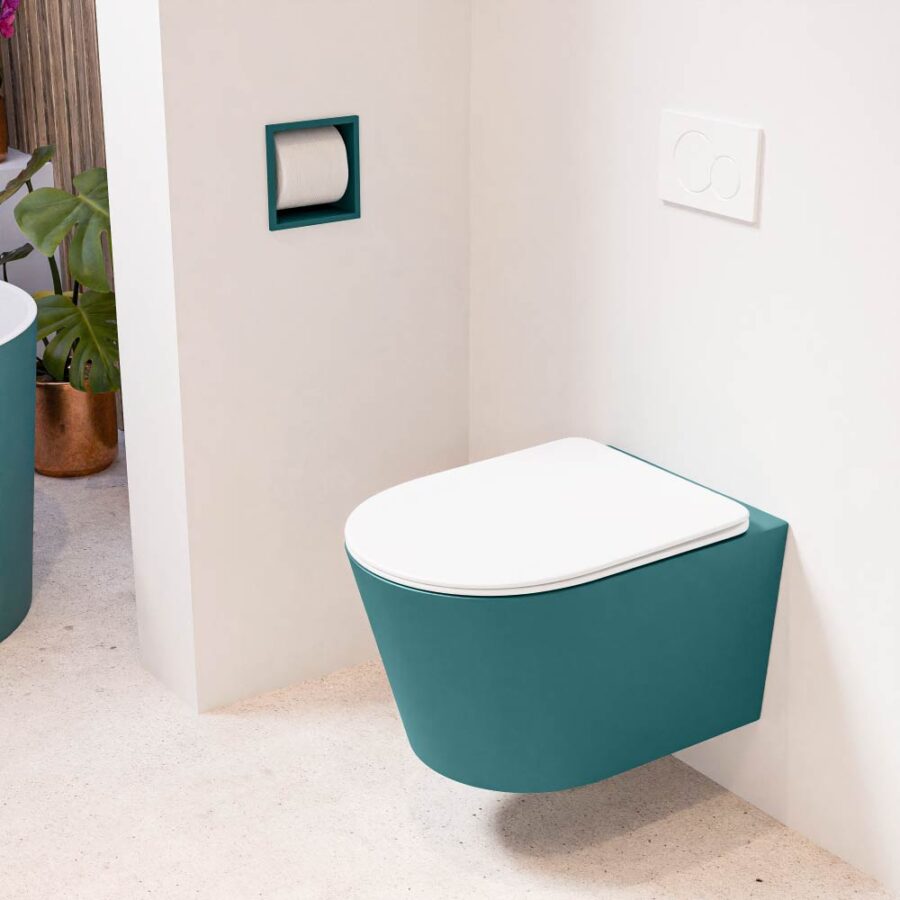 MONDIAZ LAVIE hangend toilet single fire rimless diepspoel Smag. Toiletzitting met quick-release & softclose Talc.