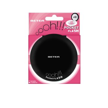 OHH! pocket flash mirror with light and x10 magnification #black 1 unit