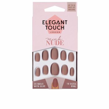 Elegant Touch POLISHED COLOUR nails with glue oval #mink nude
