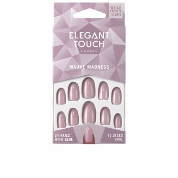 Elegant Touch POLISHED COLOUR nails with glue oval #mave madness