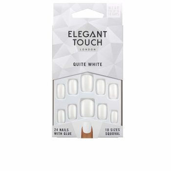 Elegant Touch POLISHED COLOUR nails with glue squoval #quite white