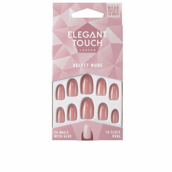 Elegant Touch POLISHED COLOUR nails with glue oval #velvet nude