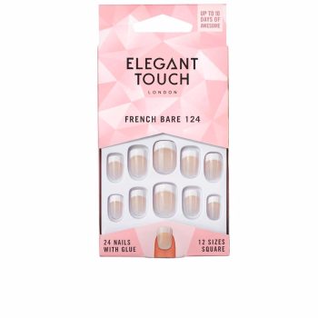 FRENCH bare nails with glue square #124-S 24 u