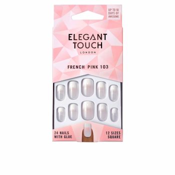 Elegant Touch FRENCH pink nails with glue square #103-M 24 u