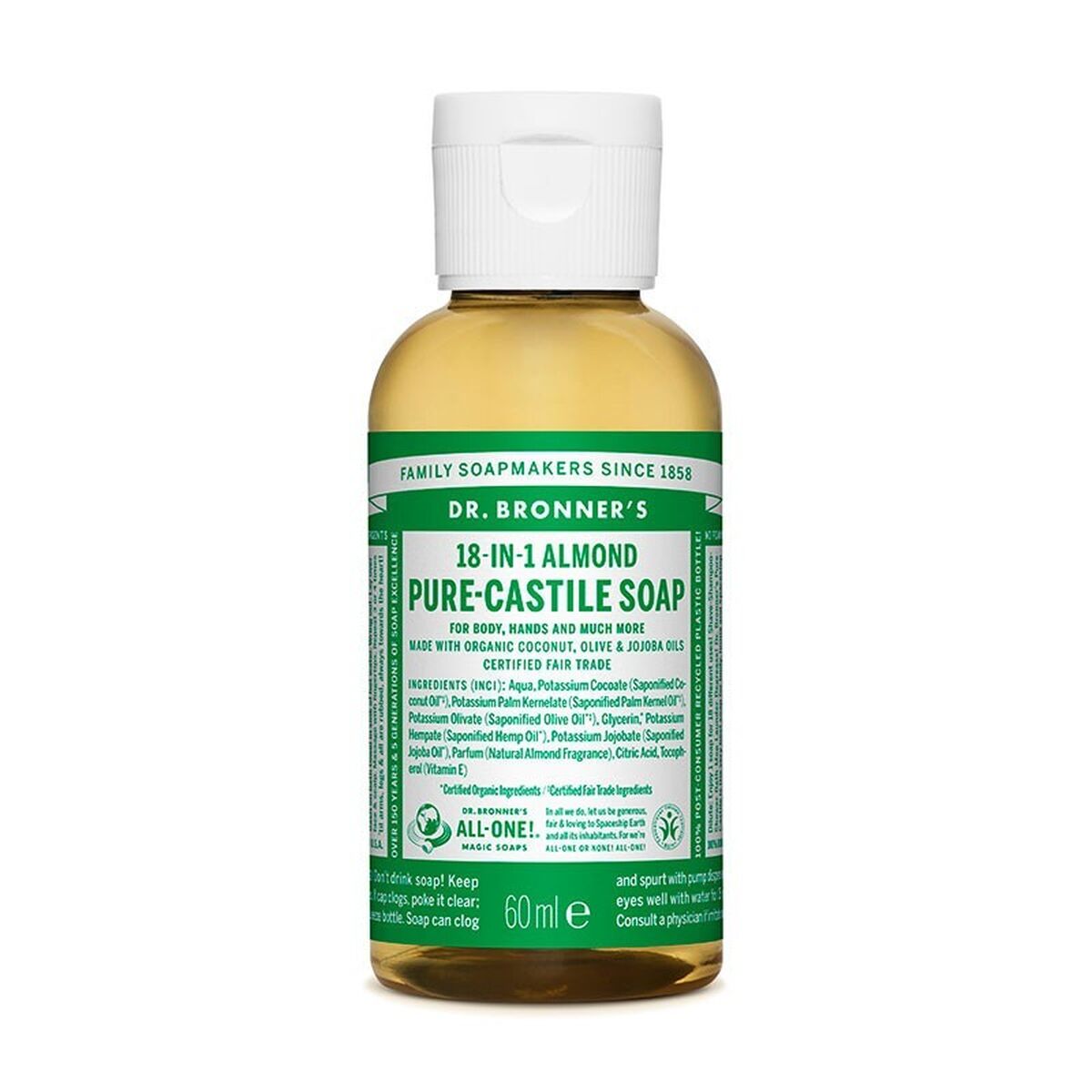 Vloeibare Zeep Dr Bronner's 60 ml Amandelen