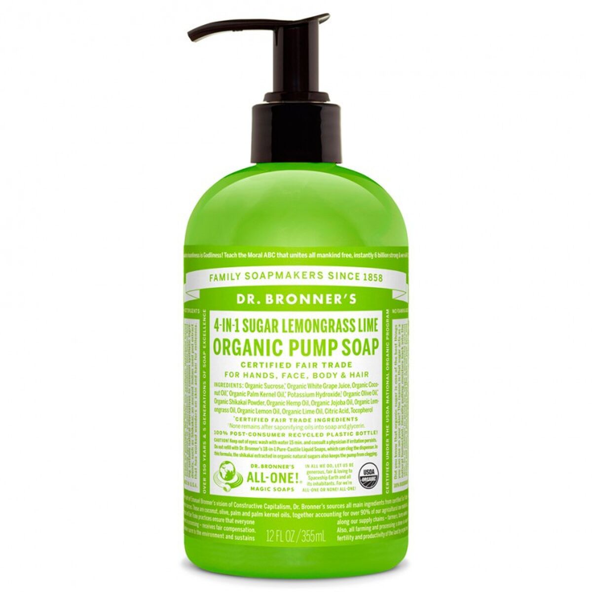 Handzeep Dr Bronner's 4 in 1 Lemongrass Lime 355 ml