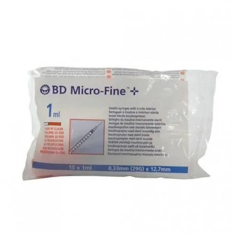 B.d Ultra Fine Jeringa Para Insulina U 100 1ml 29g X 12,7 Mm 10 Unidades Becton Dickinson