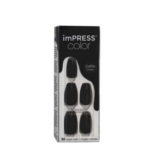 Kunstnagels Kiss imPRESS color Zwart 30 Onderdelen (30 Stuks)