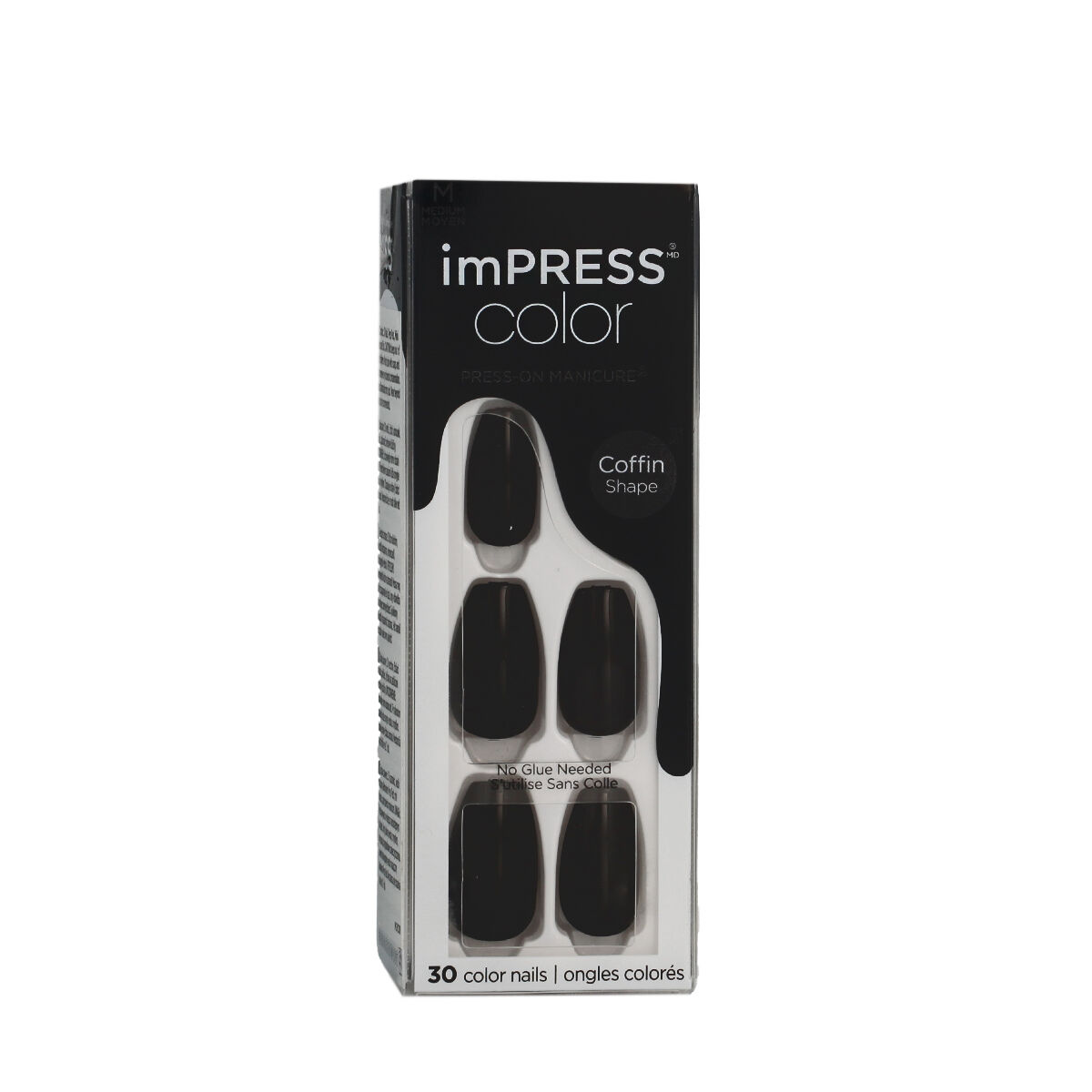 Kunstnagels Kiss imPRESS color Zwart 30 Onderdelen (30 Stuks)
