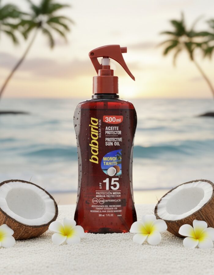 Babaria SOLAR OIL MONOI TAHITI spray SPF15 300 ml - Afbeelding 2