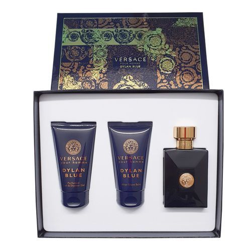 Versace Pour Homme Dylan Blue Geschenkset 50ml EDT + 50ml Aftershave Balsem + 50ml Geparfumeerde Bad- en Douchegel
