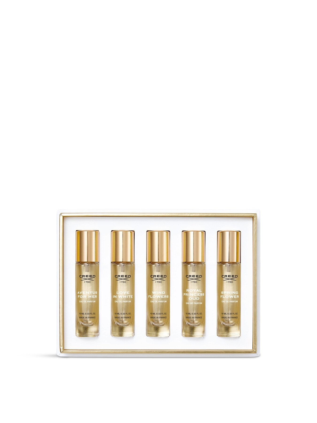 Creed Mini Gift Set: 5 x 10ml (Deze geschenkset bevat: Aventus for HerWind FlowersRoyal Princess OudSpring FlowerLove In White)