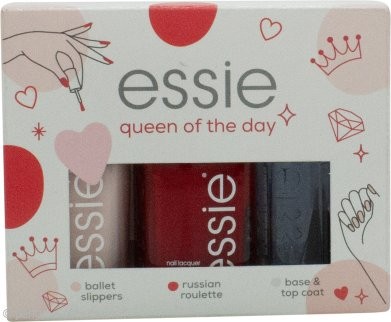 Essie Queen Of The Day Nagellak Geschenkset 13.5ml Ballet Slippers + 13.5ml Russian Roulette + 13.5ml Base & Top Coat